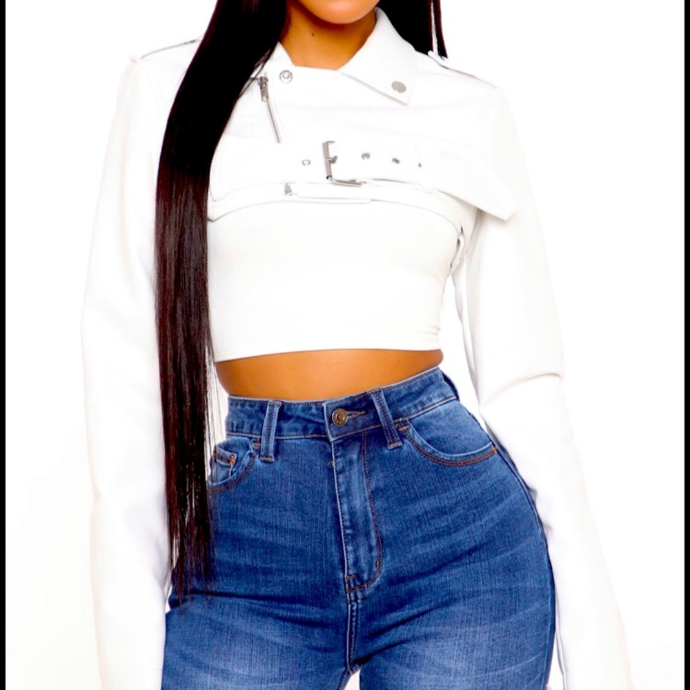 Faux leather crop top jacket by Fashion Nova